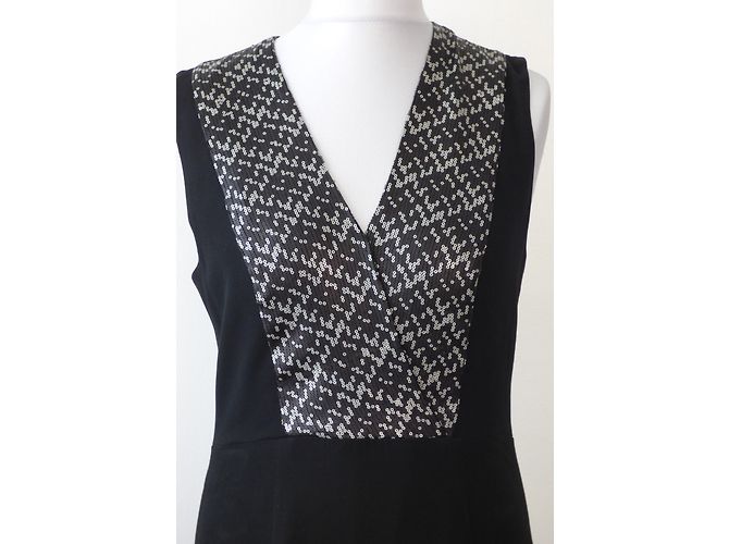 Gerard Darel Abendkleid lang mit schwarz weißen Pailletten - Ansicht 5