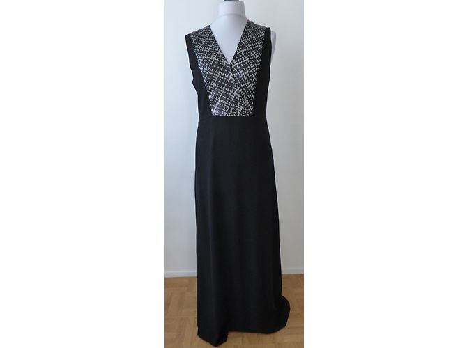 Gerard Darel Abendkleid lang mit schwarz weißen Pailletten - Ansicht 6