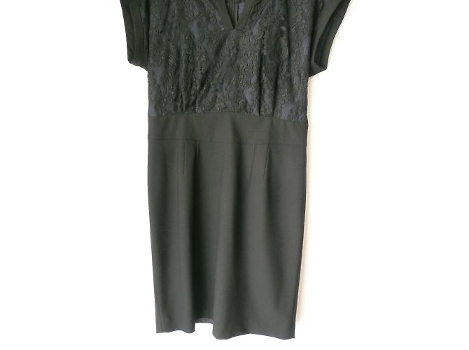 Gerard Darel Spitzenkleid Trägerlos Blau Satin Schwarz - Ansicht 3