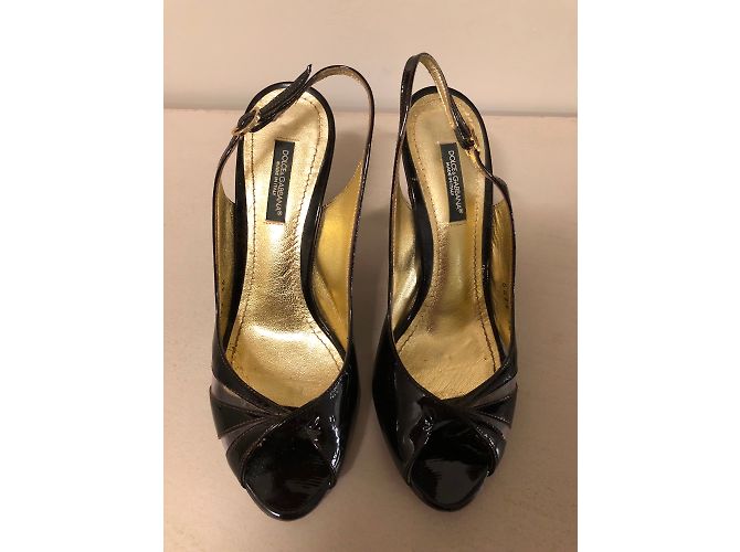Décolleté Sandalo Dolce & Gabbana Vernice Nero - vista 2
