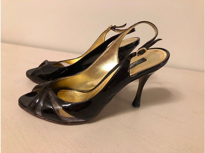 Décolleté Sandalo Dolce & Gabbana Vernice Nero - vista 5