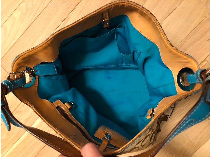 Borsa Coach in tessuto e pelle con logo - vista 2