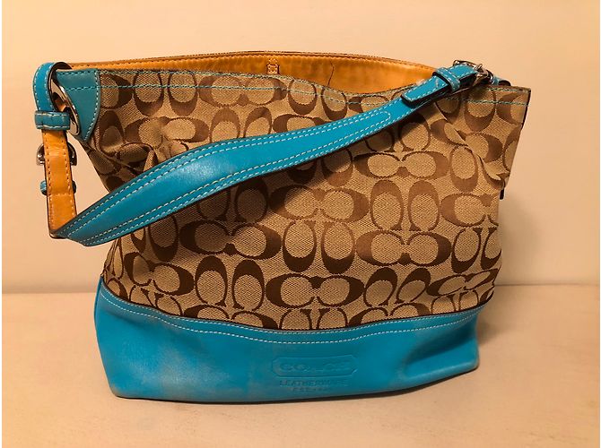 Borsa Coach in tessuto e pelle con logo - vista 3