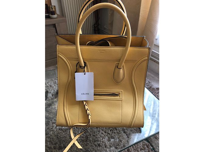 Bolsa Céline Phantom de couro amarela Amarelo - vista 5