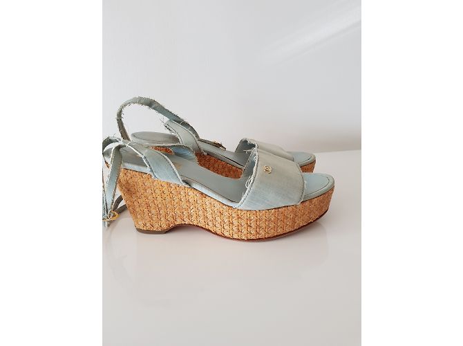 Chanel Mules compensées Bleu - vue 11