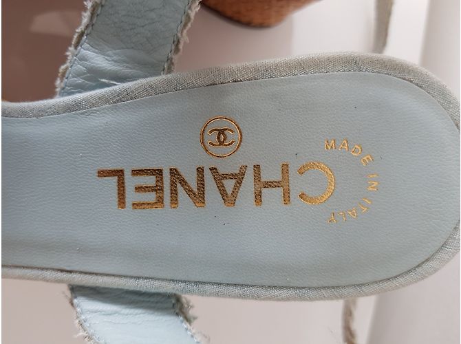 Chanel Mules compensées Bleu - vue 7