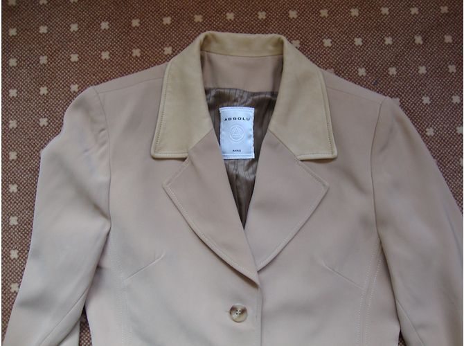 inconnue Jacke Beige mit Lederkragen Größe 3 - Ansicht 2