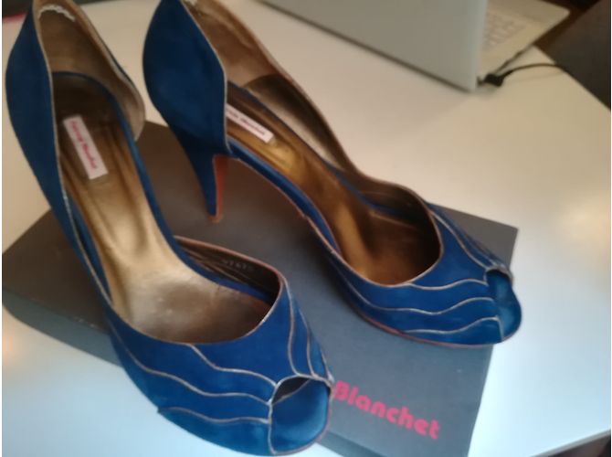 Décolleté Patricia Blanchet in pelle di cervo blu - vista 2