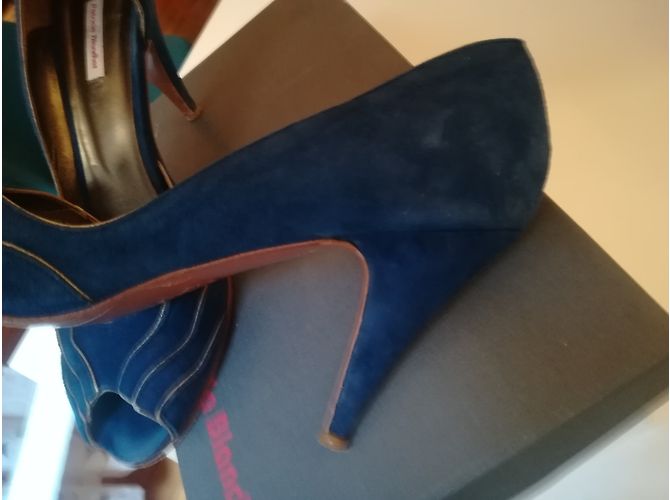 Décolleté Patricia Blanchet in pelle di cervo blu - vista 4