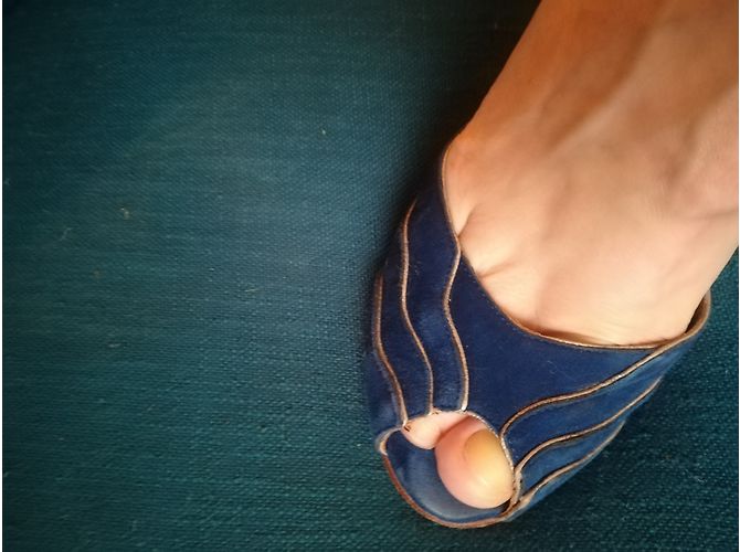 Décolleté Patricia Blanchet in pelle di cervo blu - vista 6