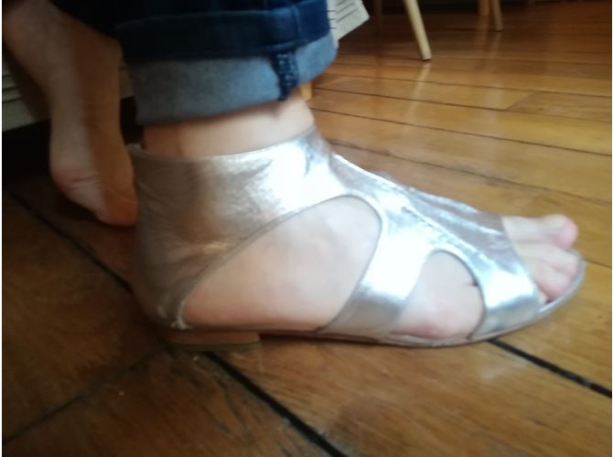 Carel Gladiator Sandalen Silber Leder - Ansicht 10