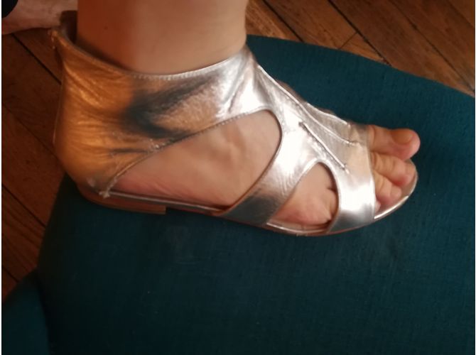 Carel Gladiator Sandalen Silber Leder - Ansicht 6