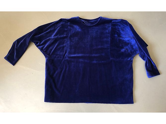 Autre Marque Top de terciopelo azul de manga mariposa - vista 5