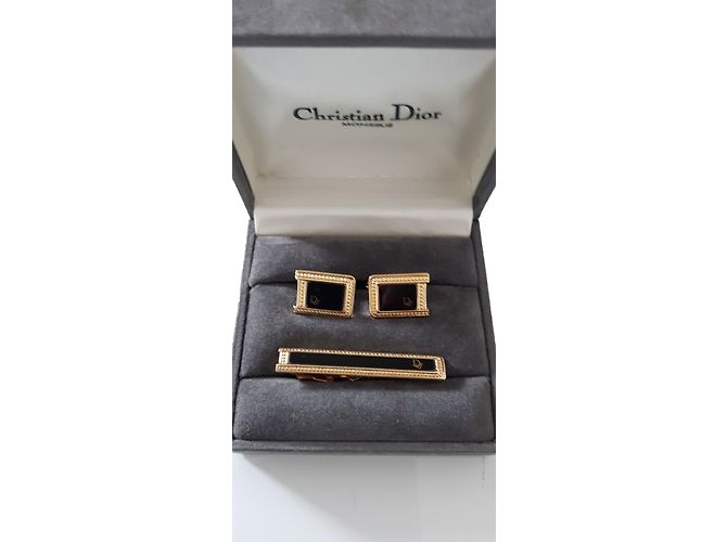 Boutons De Manchette Vintage AVON En Or Et Noir Avec Pierre - Occasion Très Bon état - Pour Homme