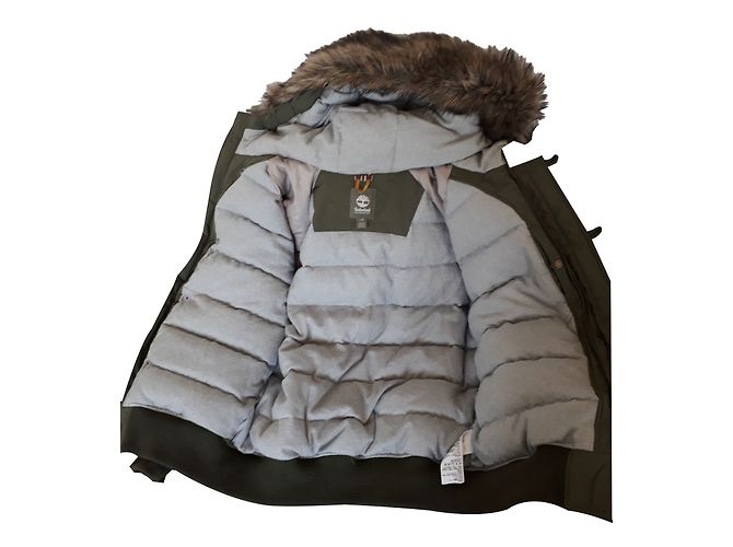 Timberland Daunenjacke Khaki Grün mit Fellfutter Grau - Ansicht 2