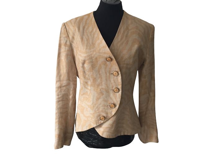 Autre Marque Francesco Ferri Jacke Beige Zebra-druck - Ansicht 2