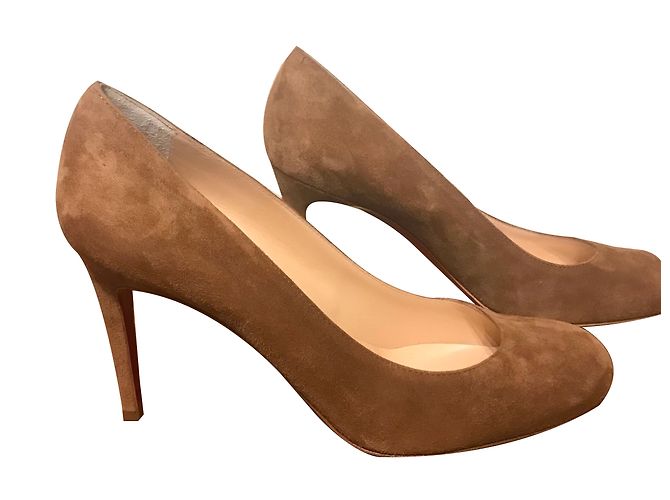 Décolleté Christian Louboutin Simple Pump Suede Caramello - vista 2