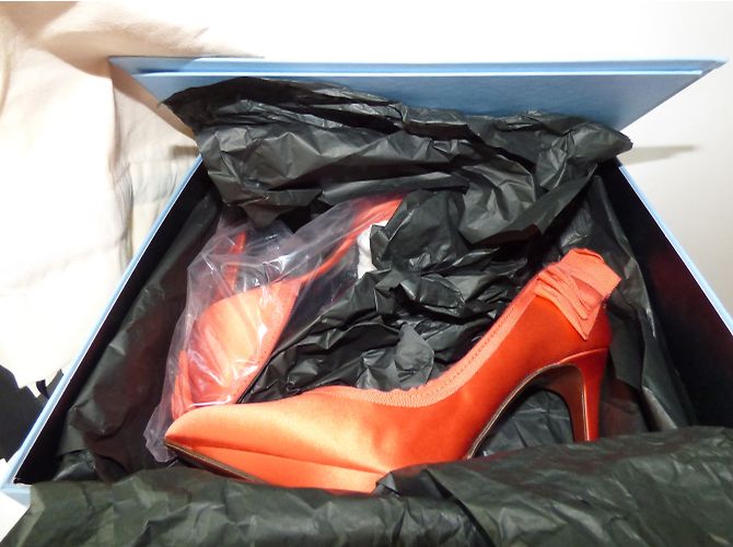 Lanvin Orange Satin and Leather Pumps 41 - view 14