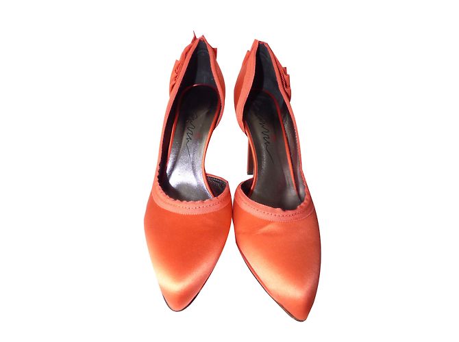 Lanvin Orange Satin and Leather Pumps 41 - view 2