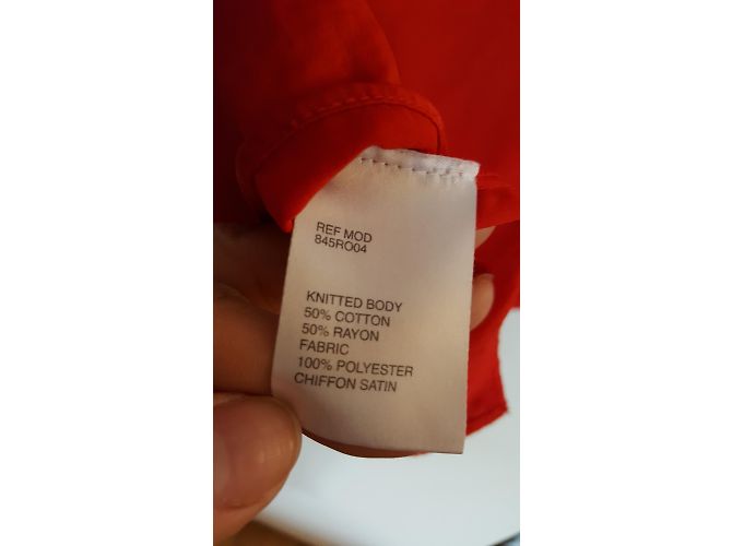 Carven Kleid Rot und Orange aus Satin und Polyester Größe 40 - Ansicht 3