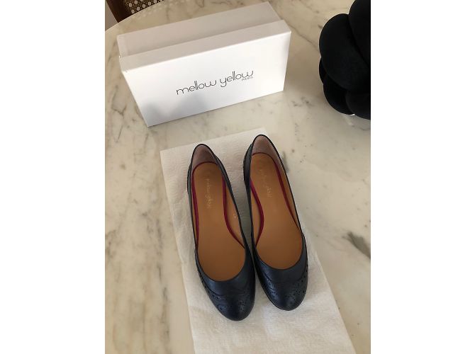 Ballerine Mellow Yellow in pelle blu scuro Blu navy - vista 2