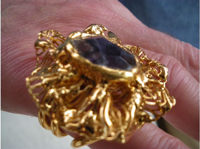Autre Marque Anello in metallo dorato Taglia 58 D'oro - vista 6