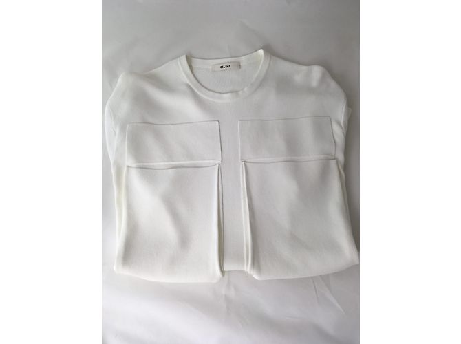 Camiseta Céline con bolsillo de parche blanca de algodón Blanco - vista 7
