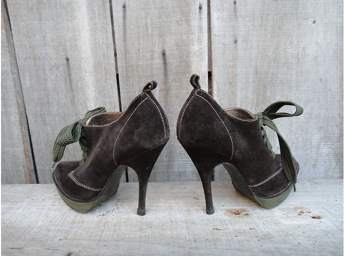 Botas de Tornozelo Dolce & Gabbana Castanho Escuro Pele de Cervo 38 - vista 5