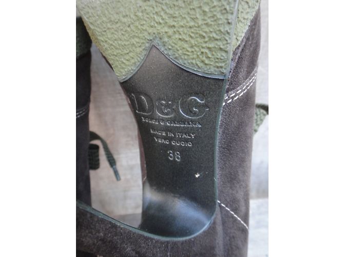 Botas de Tornozelo Dolce & Gabbana Castanho Escuro Pele de Cervo 38 - vista 7