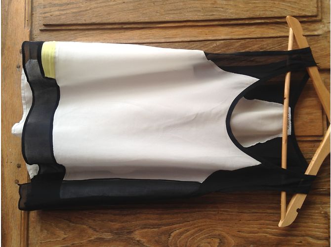 Top de seda Gat Rimon blanco negro amarillo - vista 3