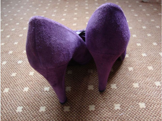 Autre Marque Décolleté in scamosciato viola e grigio con fiocco 11cm Porpora - vista 4