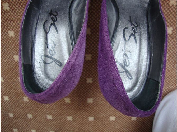 Autre Marque Décolleté in scamosciato viola e grigio con fiocco 11cm Porpora - vista 5