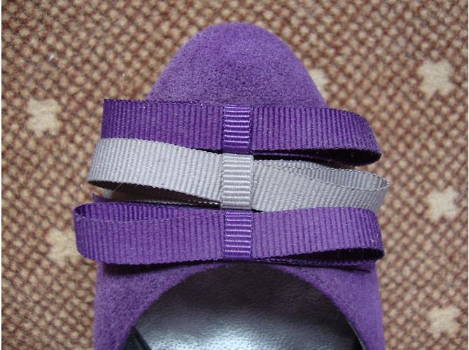 Autre Marque Décolleté in scamosciato viola e grigio con fiocco 11cm Porpora - vista 6