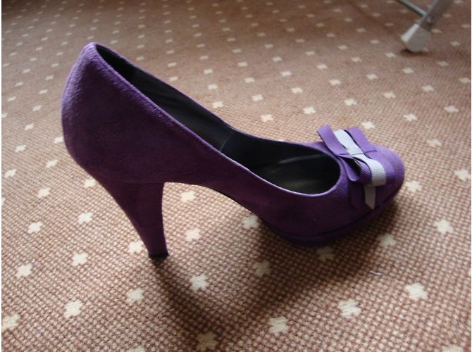 Autre Marque Décolleté in scamosciato viola e grigio con fiocco 11cm Porpora - vista 8