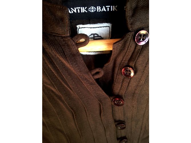 Antik Batik Midikleid aus brauner Viskose Dunkelbraun - Ansicht 3