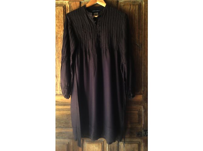 Antik Batik Midikleid aus brauner Viskose Dunkelbraun - Ansicht 4