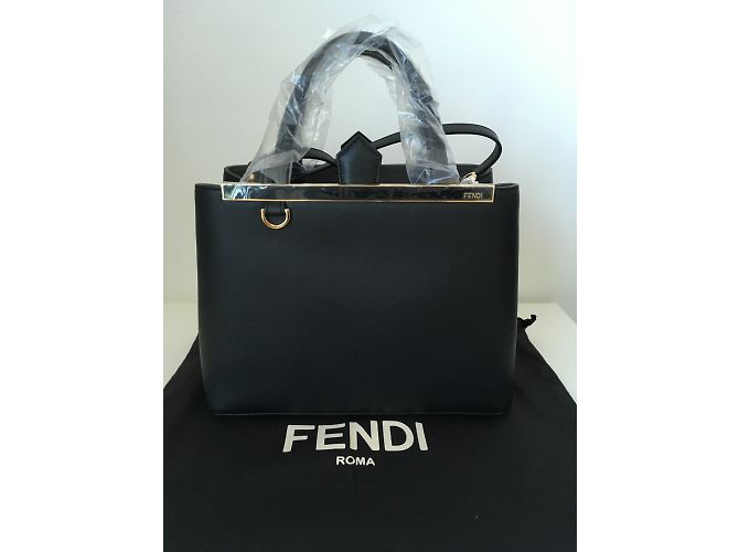 Borsa a mano Fendi 2 Jours in pelle nera Nero - vista 6