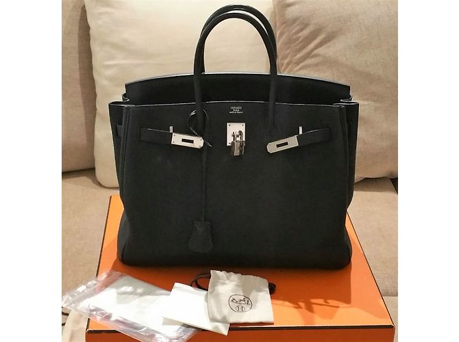 Hermès Birkin 35 PHW nero in pelle Togo - vista 13