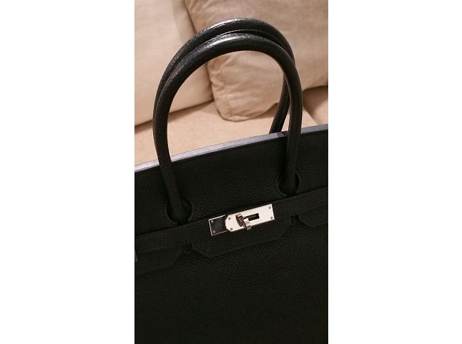 Hermès Birkin 35 PHW nero in pelle Togo - vista 14