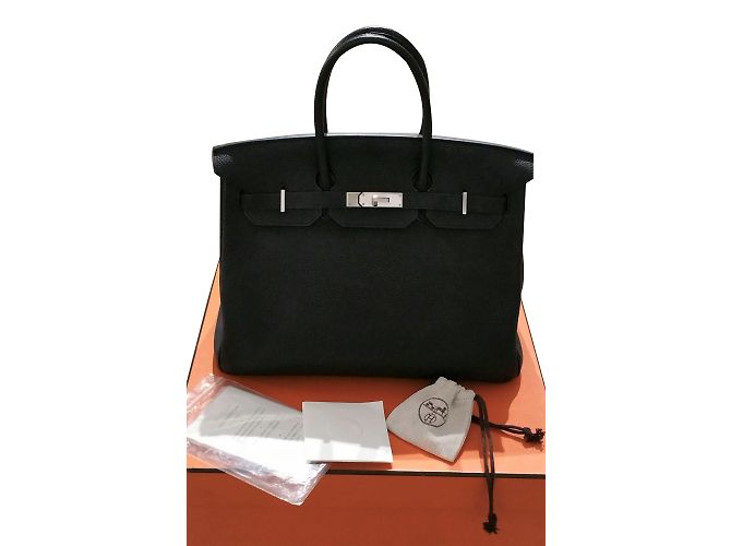 Hermès Birkin 35 PHW nero in pelle Togo - vista 2