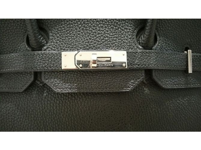 Hermès Birkin 35 PHW nero in pelle Togo - vista 3