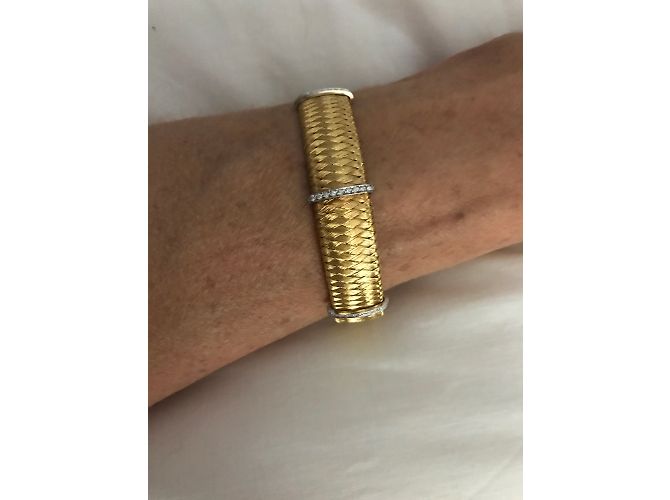 Bracciale intrecciato in oro giallo e diamanti Roberto Coin D'oro - vista 11