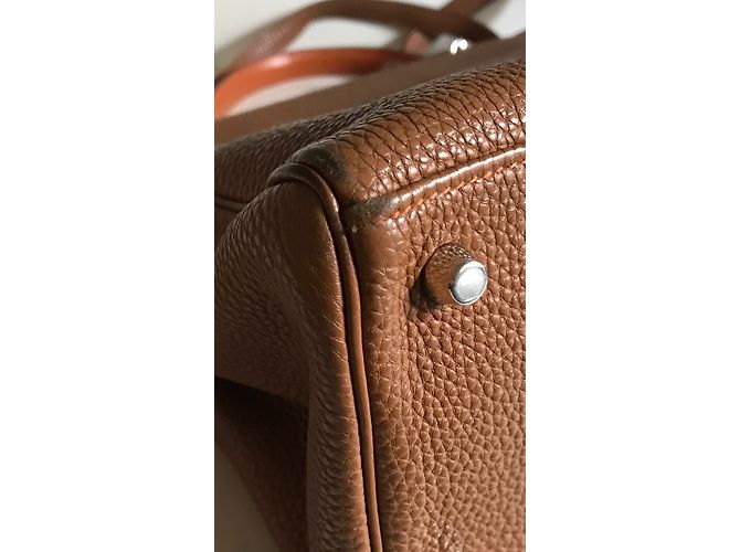 Borsa a mano Hermès Kelly 35 in pelle color caramello - vista 10