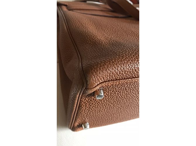 Borsa a mano Hermès Kelly 35 in pelle color caramello - vista 11