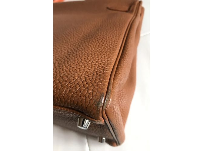 Borsa a mano Hermès Kelly 35 in pelle color caramello - vista 12