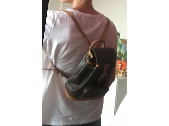 Louis Vuitton Mini Zaino Montsouris in Canvas Monogram Marrone D'oro - vista 13
