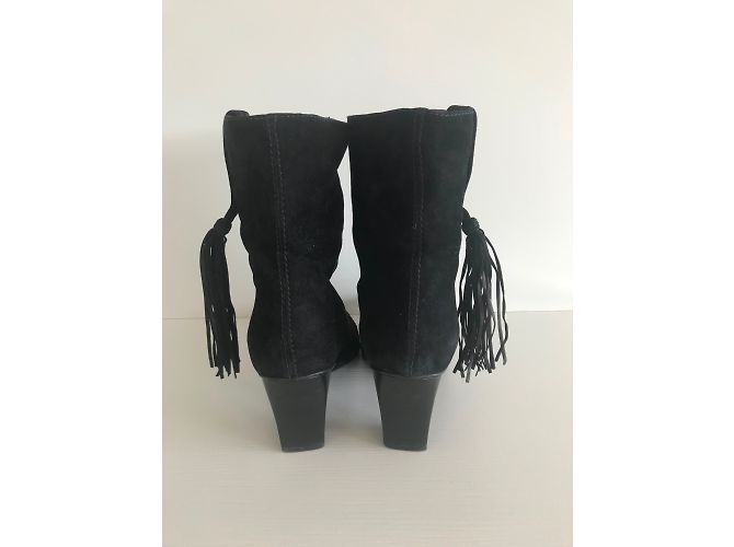 Fratelli Rosseti Botines con flecos Fratelli Rossetti de piel negra Negro - vista 3