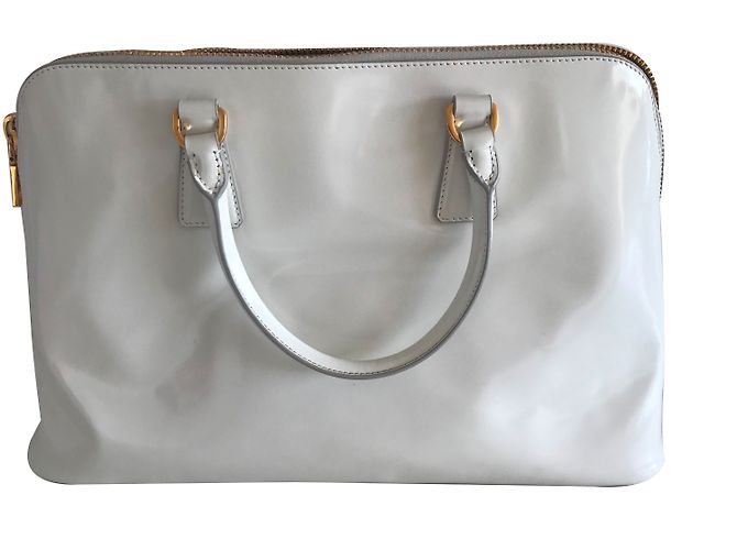 Borsa Prada Bauletto Bianca in Vernice Bianco - vista 2
