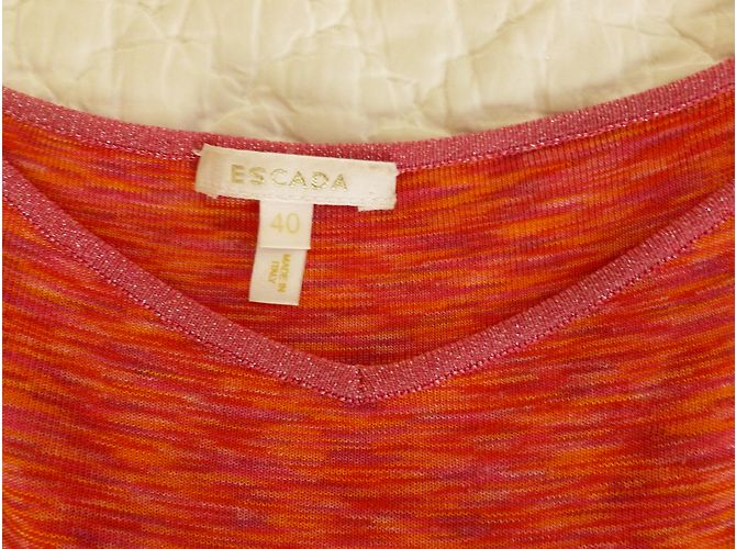 Vestido Maxi Escada Naranja y Rosa de Algodón - vista 2