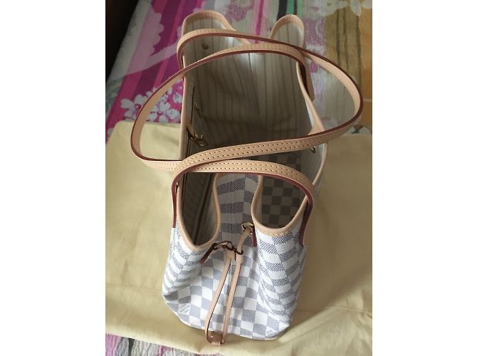 Louis Vuitton Neverfull MM Toile Damier Azur Beige - vista 4